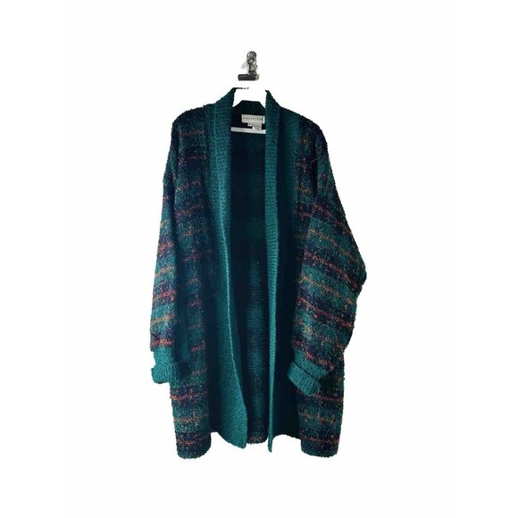 Vintage | Sweaters | Vtg 9s Rainbow Plaid Oversized Baggy Long Cardigan ...